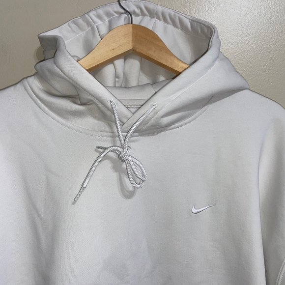 Nike NRG Solo Swoosh Fleece Hoodie Phantom White Heavyweight Men CV0552-030 - Picture 2 of 10